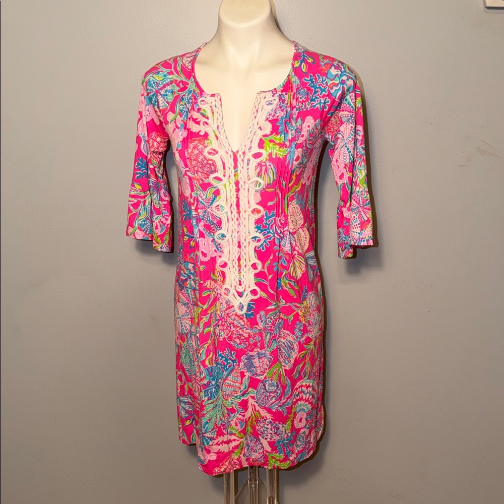 Lilly Pulitzer ladies Krista Tunic Dress in Shell Me Something Good. Size XS.